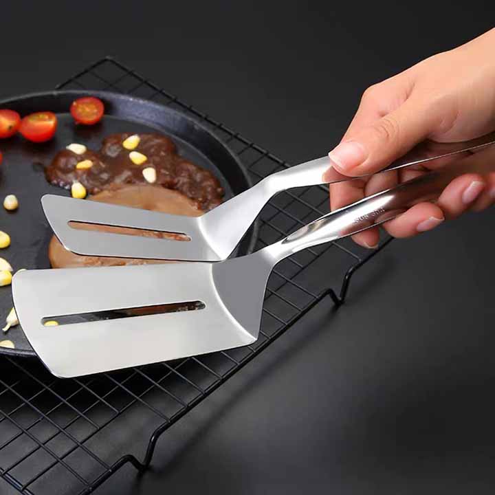 Kẹp Gắp thức ăn Inox - 24.8x7.4cm 160g, Kẹp Gắp thức ăn Inox - 24.8x7.4cm 160g,Dụng cụ làm bếp đa năng, kẹp gắp đồ nóng như bít tết, cá rán, thịt nướng chuyên dụng tiện ích