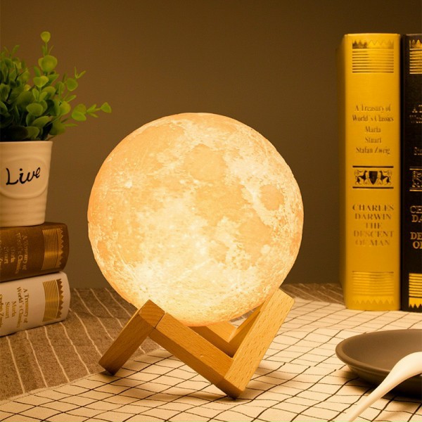 Đèn ngủ mặt trăng 3D, đèn để bàn kích thước lớn 48cm