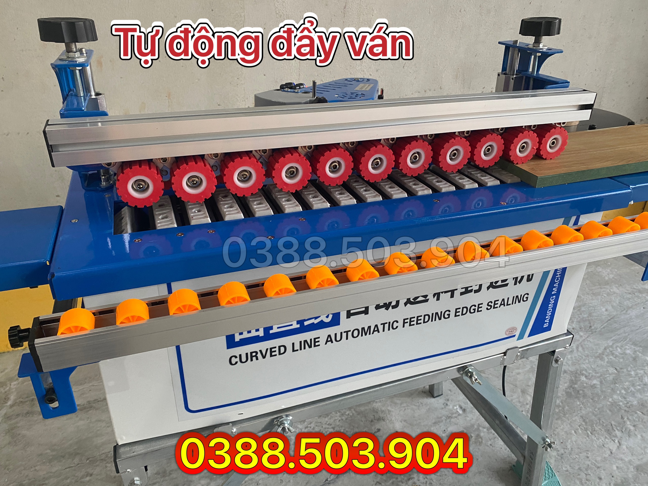 Máy dán cạnh DW590 3 chức năng ( dán, cắt chỉ khi hết ván, tự động đẩy phôi, 3 chế độ dán,...)