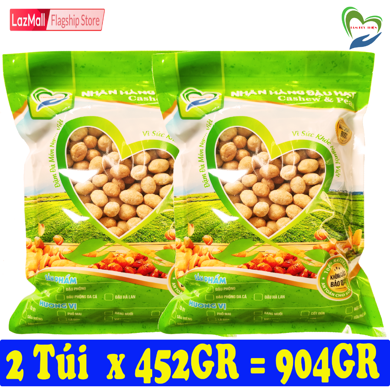 Combo 2 Túi Đậu Phộng Da Cá Nước Cốt Dừa Tâm Đức Thiện 2 Túi ZIP x 452GR Nguyên Liệu Loại 1 Giòn Béo Hơn đồ ăn vặt