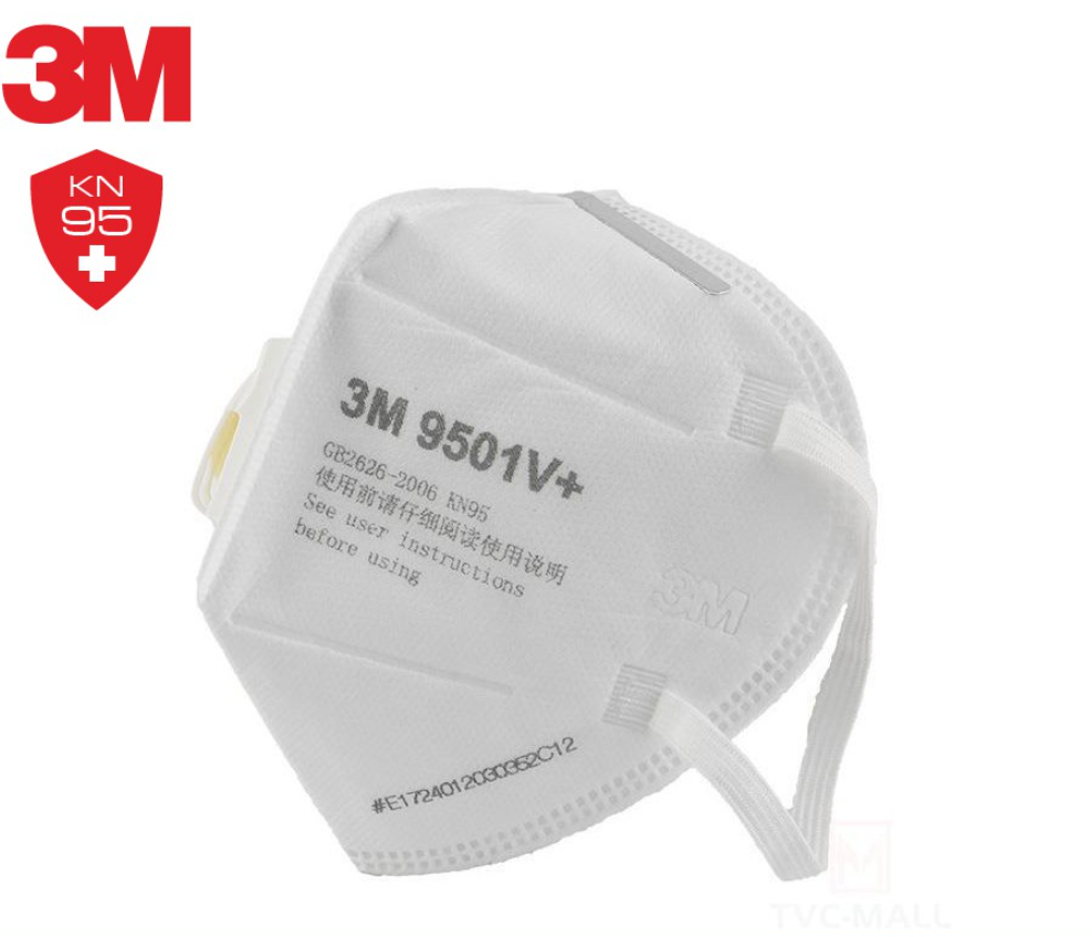 Khẩu trang 3M 9501V+ KN95 Chống Virut lọc bụi siêu mịn 2.5PM dùng nhiều lần không đau tai