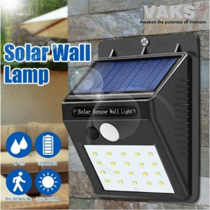 [HCM]ĐÈN LED CẢM ỨNG NĂNG LƯỢNG MẶT TRỜI 20 LED.