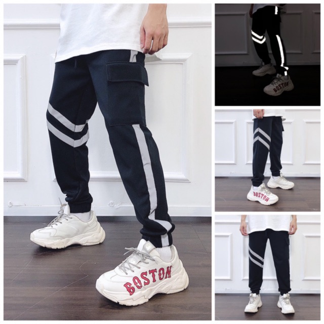 [HCM]Quần jogger 2 sọc phản quang UNISEX cao cấp