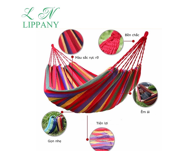 Võng dù 2 lớp kẻ sọc nhiều màu, võng du lịch gấp gọn siêu nhẹ, võng cắm trại nhiều màu, võng xếp gọn