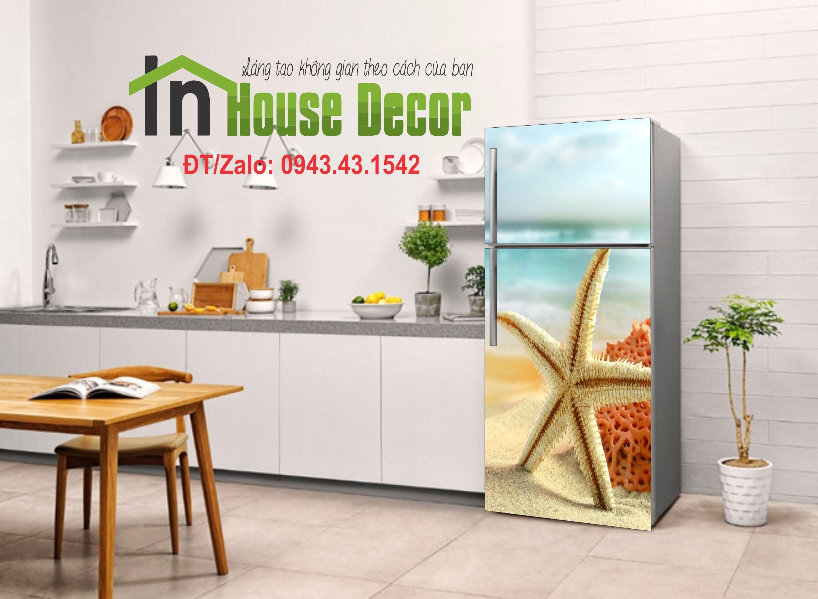 Decal trang trí tủ lạnh 3d Sao biển 1 - Decal dán tủ lạnh máy giặt kệ tường tủ quần áo, decal dán, giấy dán, trang trí nội thất, giấy dán nội thất, trang trí nhà cửa