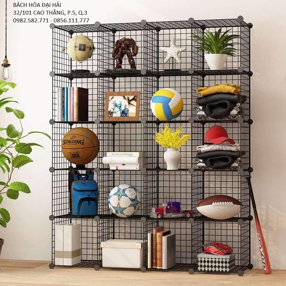 TỦ KỆ TRANG TRÍ-KỆ SÁCH-KỆ LƯỚI SẮT LẮP GHÉP- KỆ TỦ ĐỂ TÀI LIỆU VĂN PHÒNG, TỦ LƯỚI 20 NGĂN- HIỆN ĐẠI, ĐƠN GIẢN, TIẾT KIỆM DIỆN TÍCH, ĐA NĂNG-CÓ THỂ LÀM CHUỒNG THÚ CƯNG