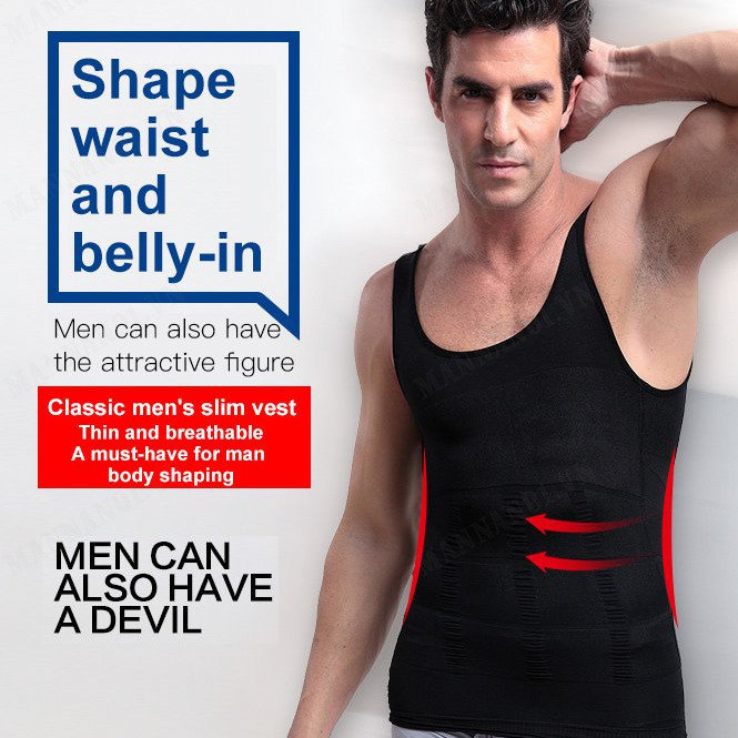 Body Shaping Vest Men Tight Tummy Control Body Shaper Belly Closing Elastic Slimming Vests