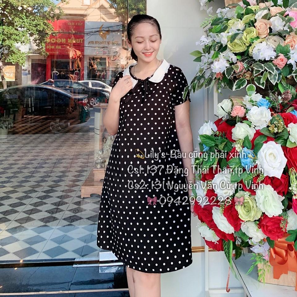 Váy bầu chấm bi cổ bèo mới