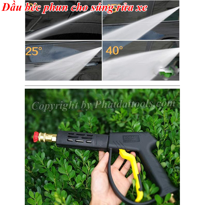 Đầu béc xịt rửa xe chỉnh tia 0-15-25-40 độ chất liệu thép không gỉ