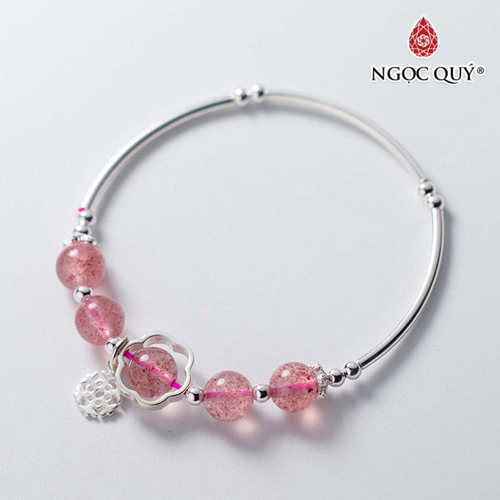 Vòng tay bạc thạch anh dâu - ngọc quý