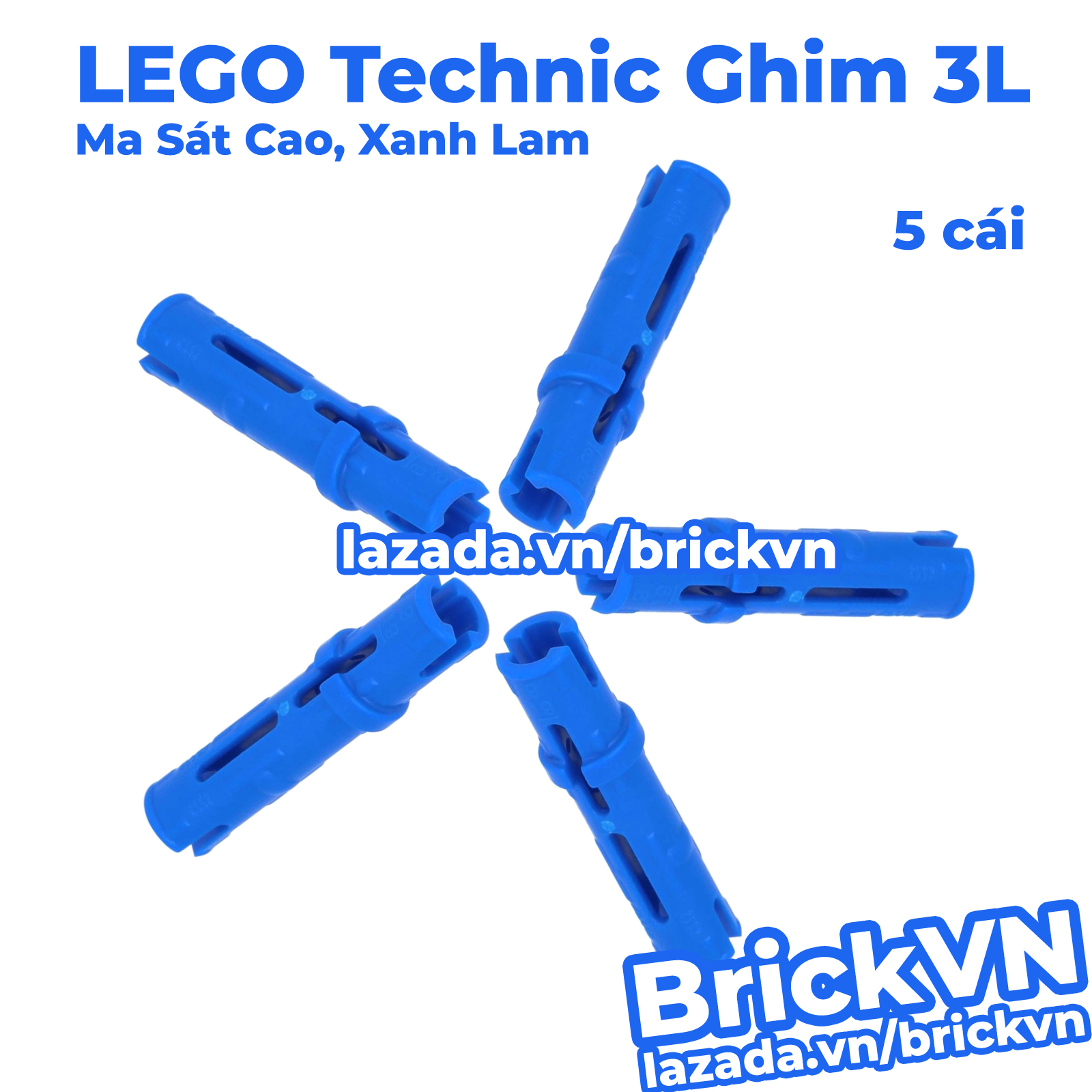 [5 Cái] Phụ Kiện Lắp Ráp LEGO Technic Ghim 3L Ma Sát Cao, Xanh Lam ID 4514553 6558
