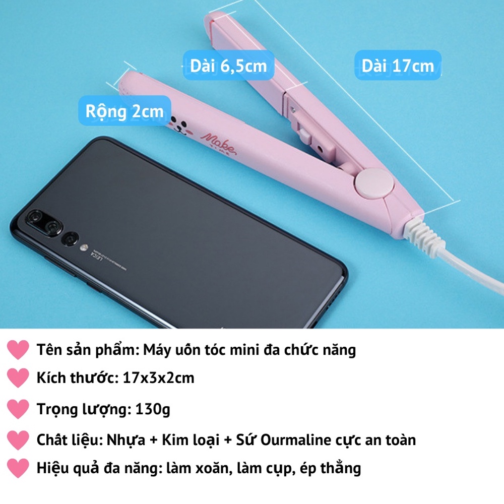 Máy Uốn Tóc Duỗi Tóc Mini Đa Năng, Máy Làm Tóc Mini, Máy Là Tóc Nhỏ Gọn