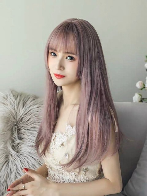Tóc giả cả đầu ❤️FREESHIP❤️ Tóc cả đầu cúp hồng khói