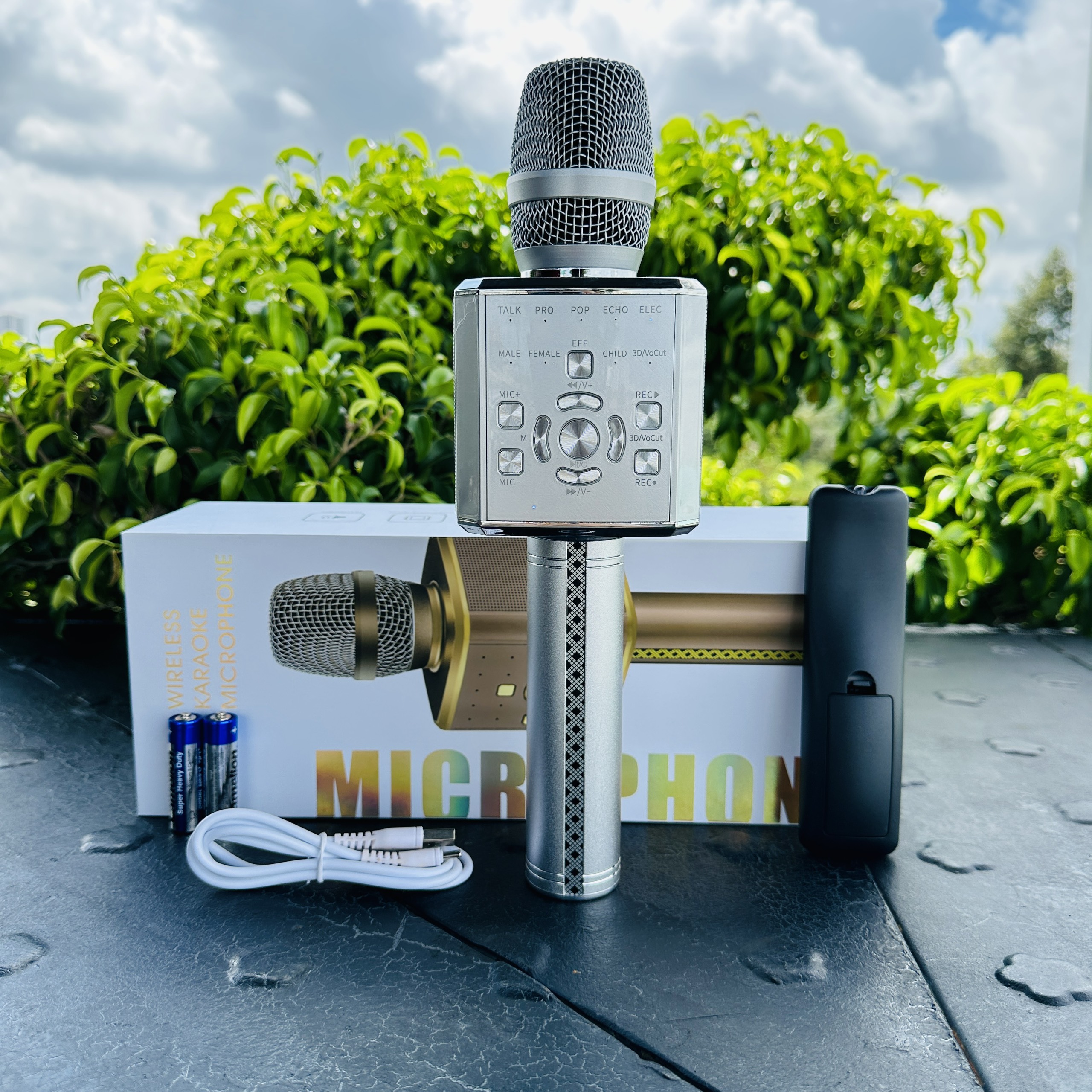 {Tặng kèm kẹp mic] Micro kiêm loa karaoke bluetooth Không dây YS97 YS 97 cao cấp, âm thanh cực chất điều chỉnh tone bảo hành 12 tháng