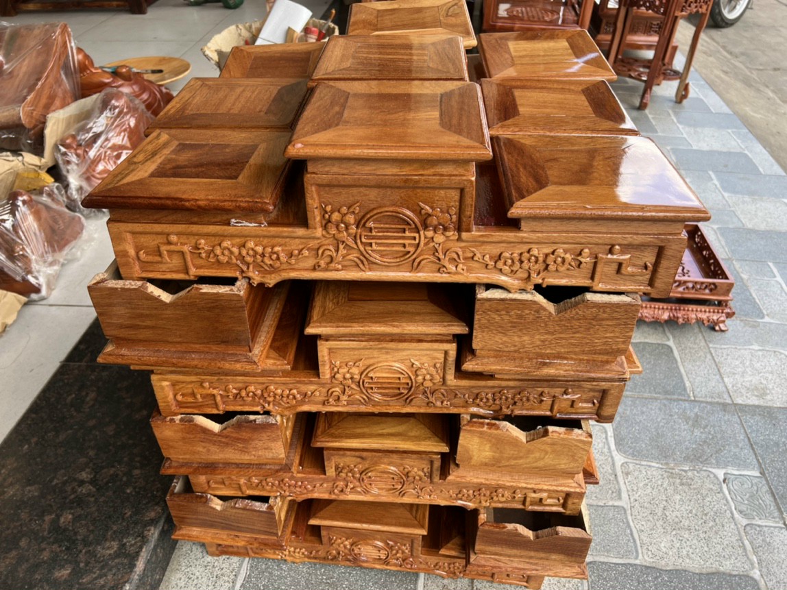 Đế tam sơn gỗ gõ , tam cấp gỗ cao cấp, bục tam cấp nhiều kích cỡ