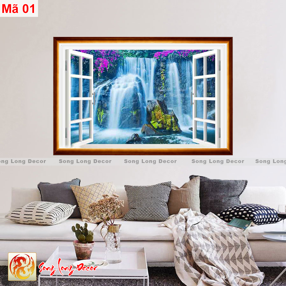 [THANH LÝ SẢ KHO] Tranh dán tường 3d - Tranh Cửa Sổ - Tranh 3D Cửa Sổ - Giấy dán tường 3d - Song Long Decor - CS3