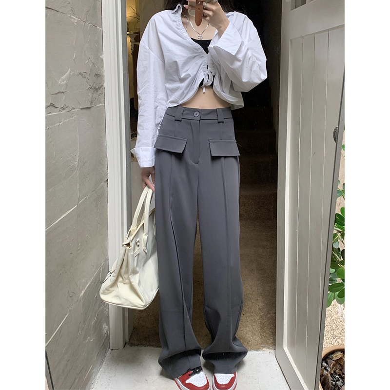 Hoàn tiền 20% - quần ống rộng nữ dáng suông cạp cao basic phối nắp túi phong cách ulzzang thời trang jays quan nu 045v1