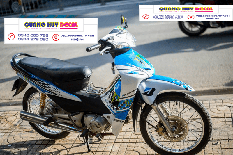 Tem trùm xe wave trắng xanh ngọc monster - Độ dán team trùm decal xe máy wave trắng xanh ngọc monster - Team trùm decal xe máy wave rẻ đẹp và chất