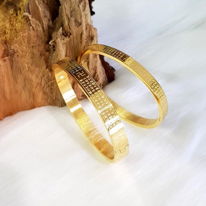 Vòng tay titan cao cấp bát nhã tâm kinh ni 48mm- hình tròn - Dành cho nữ tay nhỏ