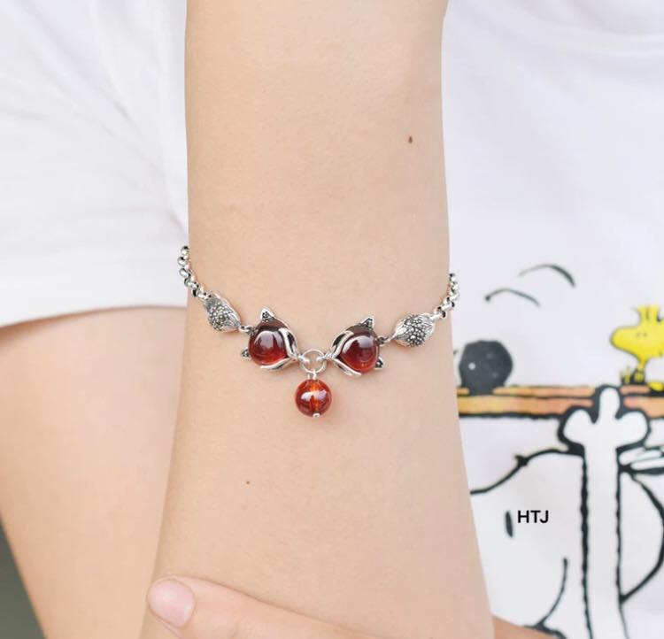 Lắc tay nữ bạc ta hồ ly phong thuỷ MS115