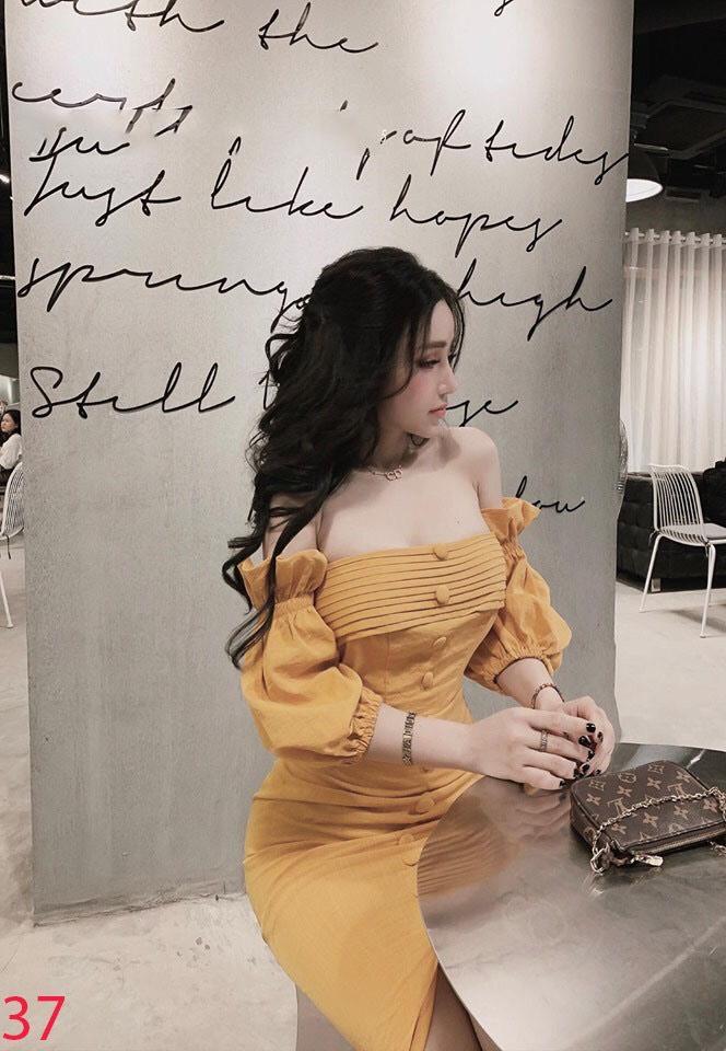 Đầm xếp ly nút bọc_TH