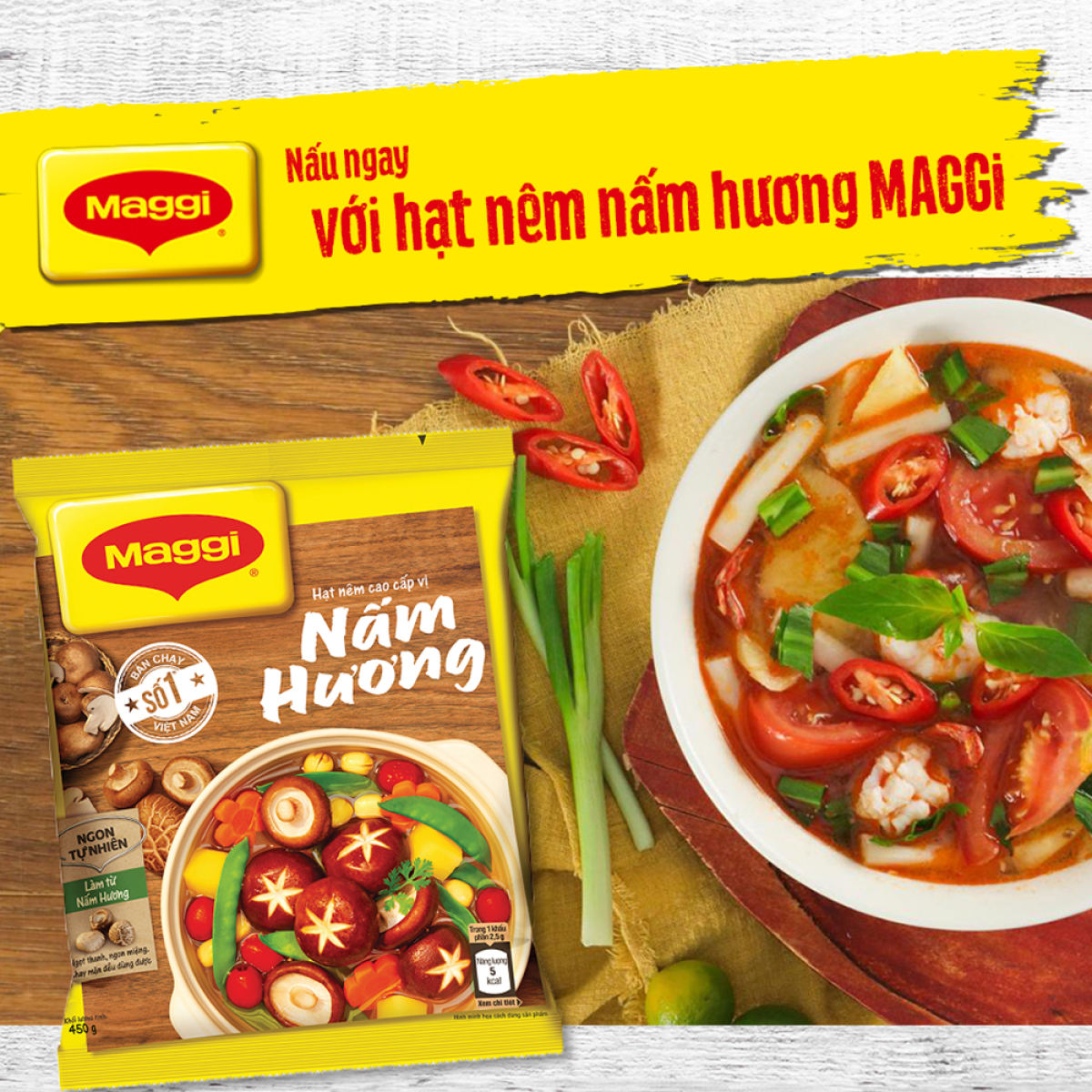 Tặng 250ml dầu Meizan_Hạt nêm nấm hương Maggi cao cấp 450g