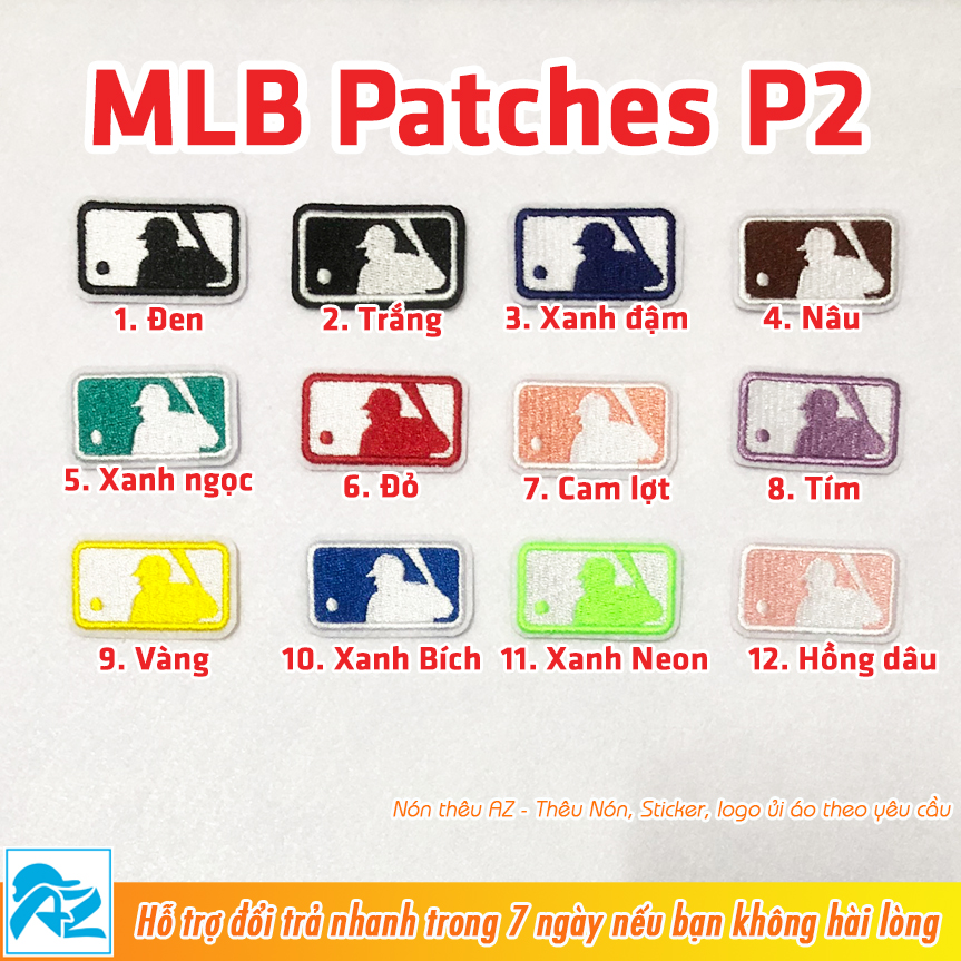 Patch vải ủi thêu hình logo bóng chày trắng đen nhiều màu sticker P2 S185