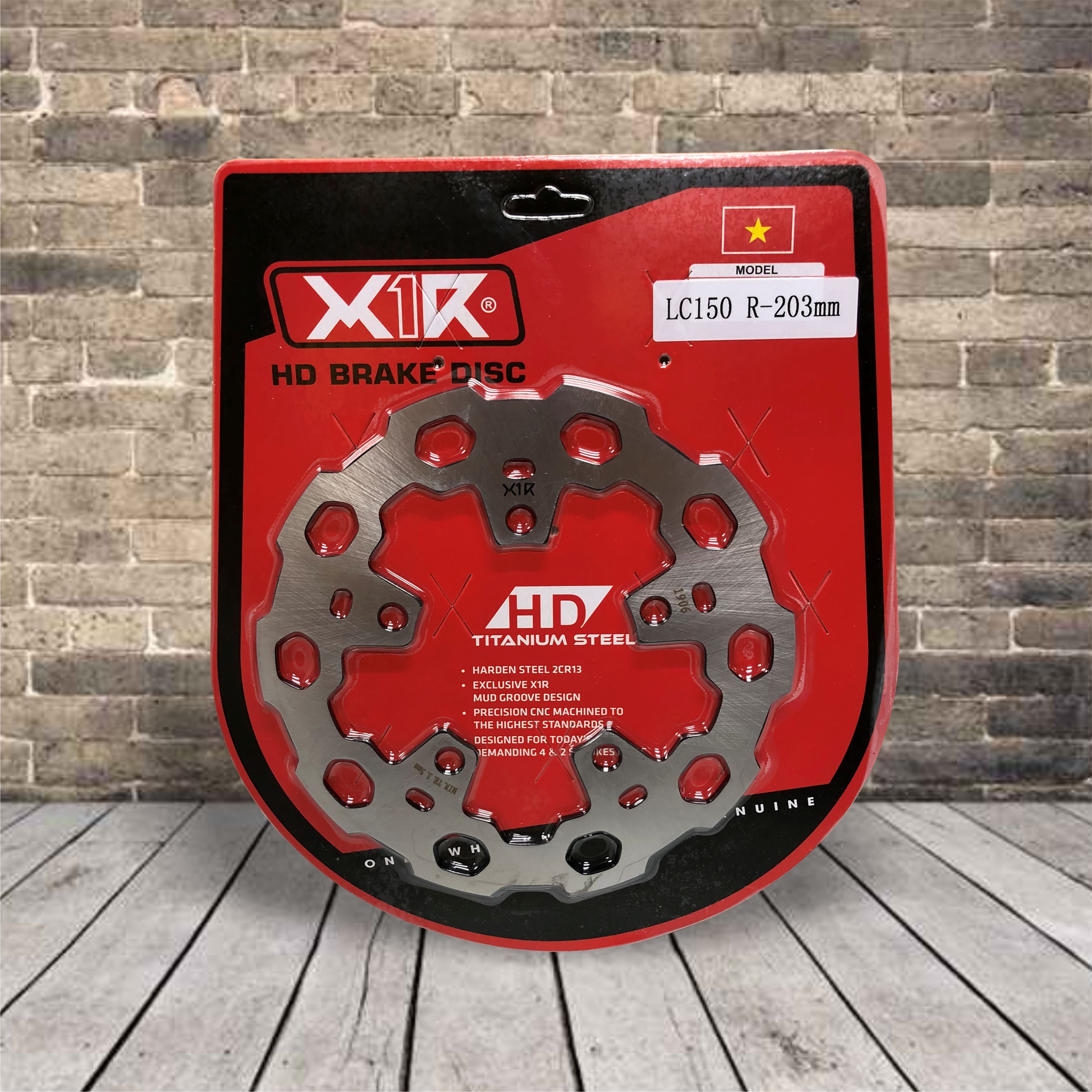 ĐĨa phanh X5 mẫu MCQUEEN  sau EXCITER 150 (size 203mm)