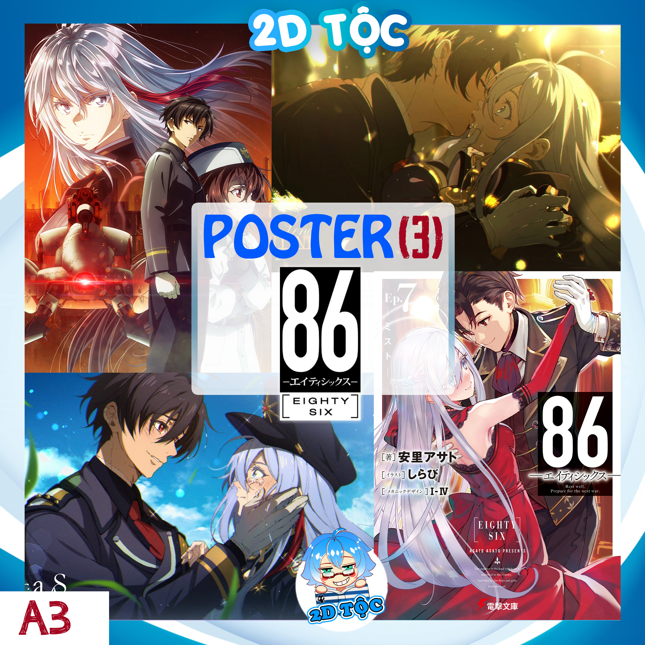 TRANH POSTER A3 LIGHT NOVEL 86 EIGHTY SIX (3) CHẤT LIỆU GIẤY CAO CẤP - 2D TỘC SHOP