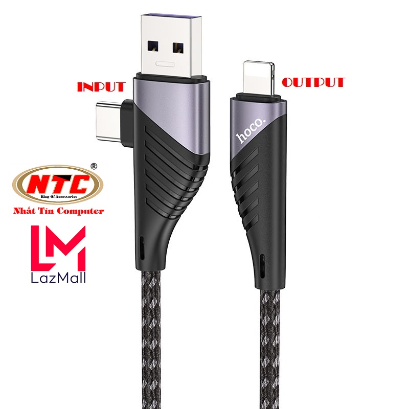 Cáp sạc 2-in-1 hoco u95 freeway cổng usb to lightning 2.4a max và type-c to lightning pd20w - nhat tin authorised store