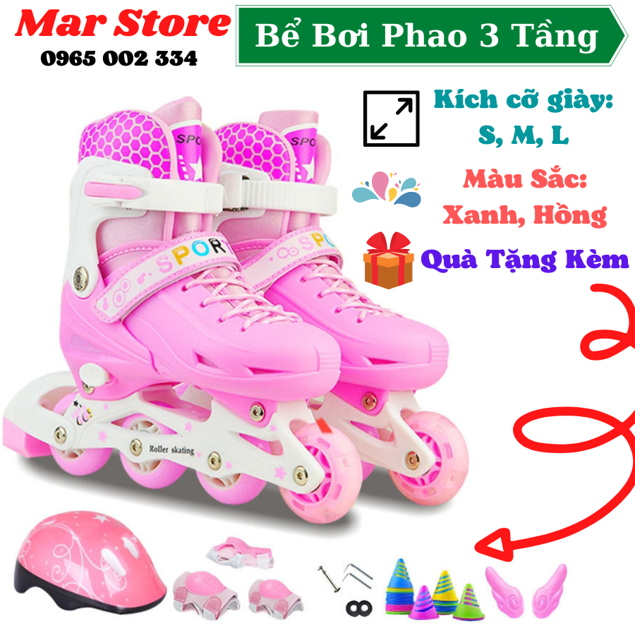 Giày patin trẻ em tặng mũ và đồ bảo hộ , giày trượt patin cho bé có điều chỉnh size, bảo vệ chân, đầy đủ phụ kiện – chất lượng cao – bảo hành 1 đổi 1