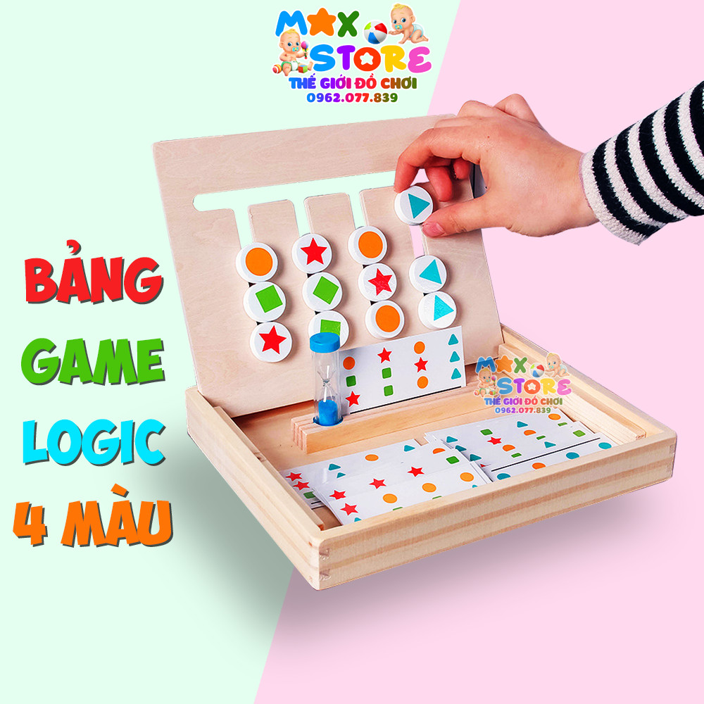 Đồ chơi giáo dục - bộ câu đố logic chấm tròn màu sắc nhiều mâu phát triển tư duy cho bé