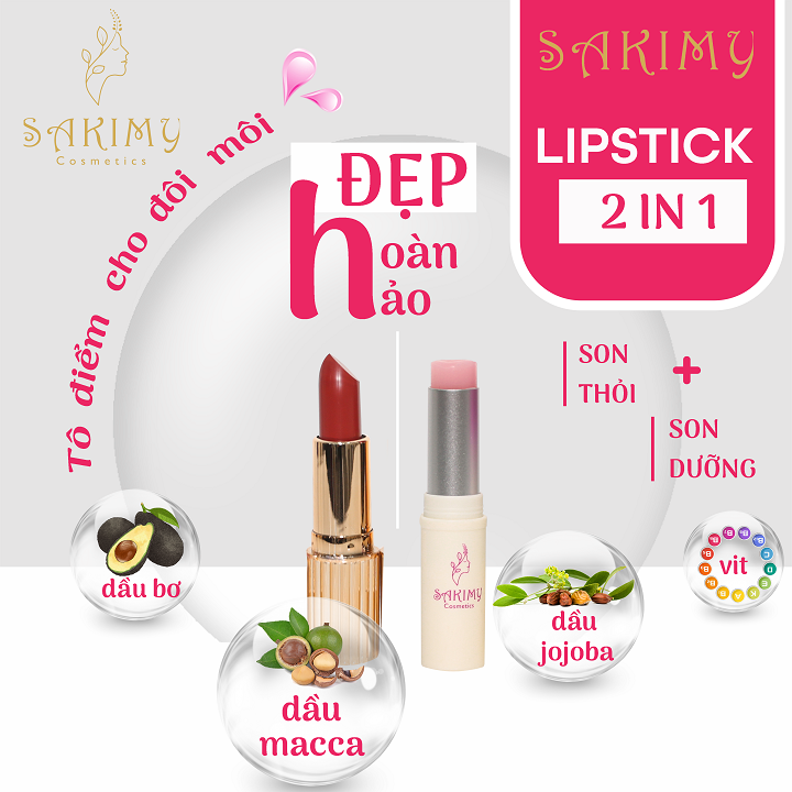 Sét Son Sáp Siêu lỳ và son dưỡng mềm mịn Sakimy ( hàng chính hãng)