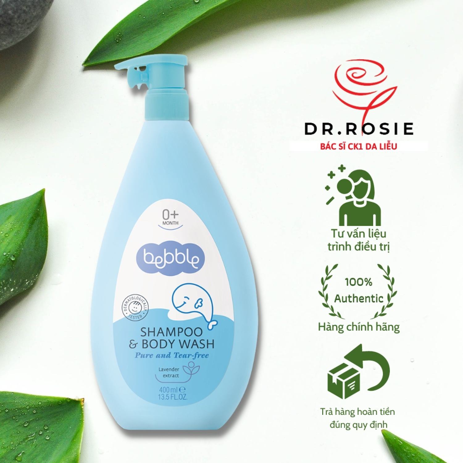 Sữa tắm gội cho bé BEBBLE Shampoo & Body Wash 400ml- Bs Hoa