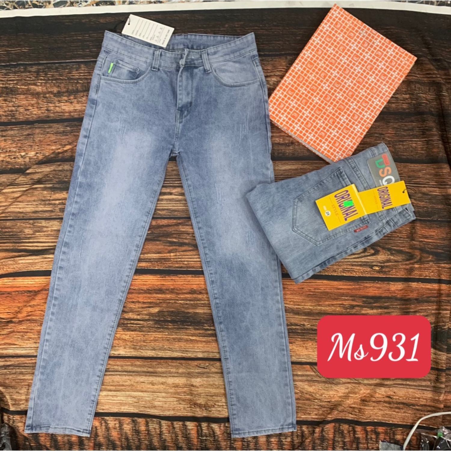 QUẦN BÒ JEAN NAM DÀI XANH RÁCH GỐI THÊU CHỮ ĐẸPCHẤT BÒ CO GIÃN GIÁ TỐT KAYSTORE
