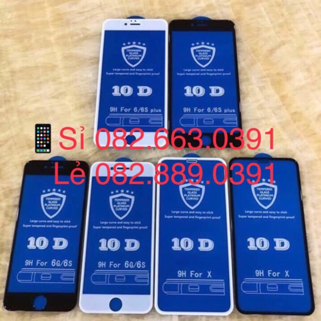 Dán kính cường lực iphone full màn hình 10d - 6/6plus/7/7plus