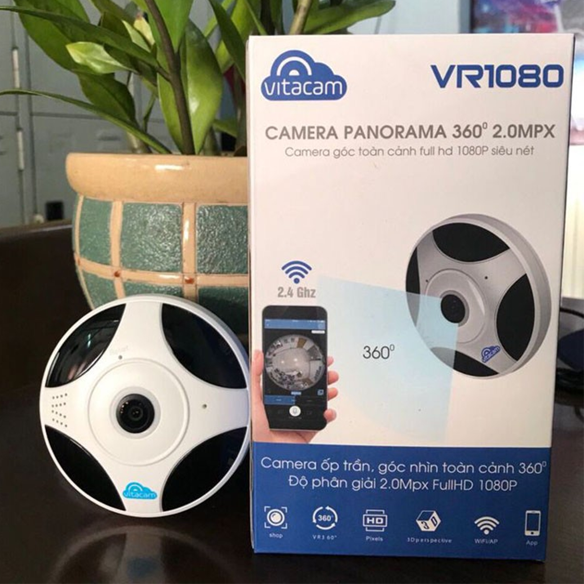 Camera IP Wifi 2.0MP ốp trần Panorama Vitacam VR1080 - Góc nhìn toàn cảnh 360 độ - VR1080