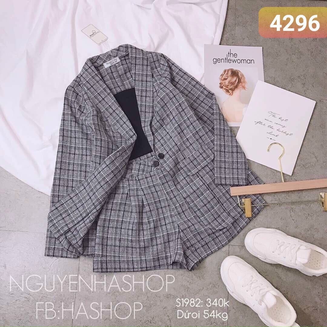 [HCM]SET BỘ ĐI CHƠI BamBoo Shop - SET VEST 3 MÓN CARO ( HÀNG MỚI CHẤT PHOM Y HÌNH ) QCS
