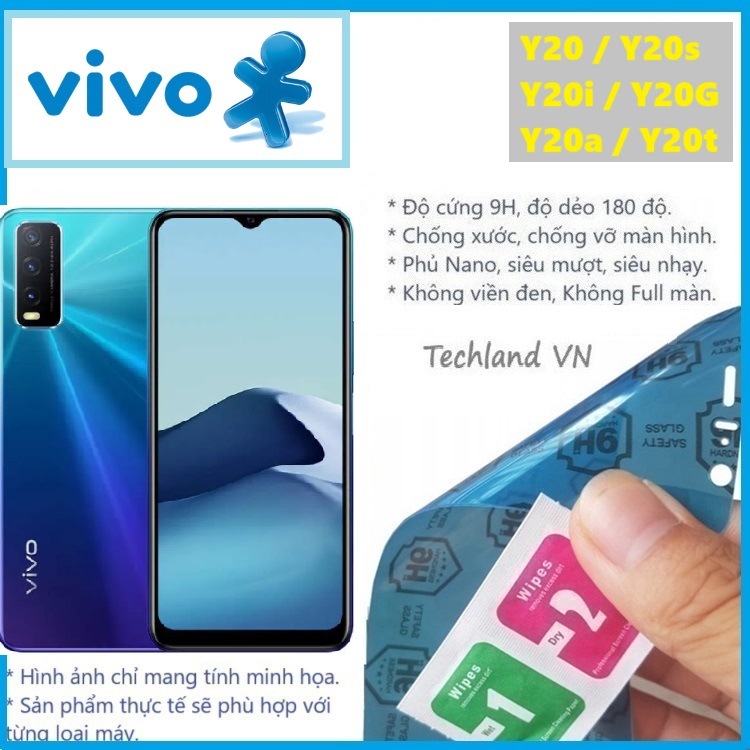 Cường Lực Phủ Nano Vivo Y20 / Y20s / Y20i / Y20G / Y20t / Y20a - Trong Suốt, Không Full Màn, Không Viền Đen