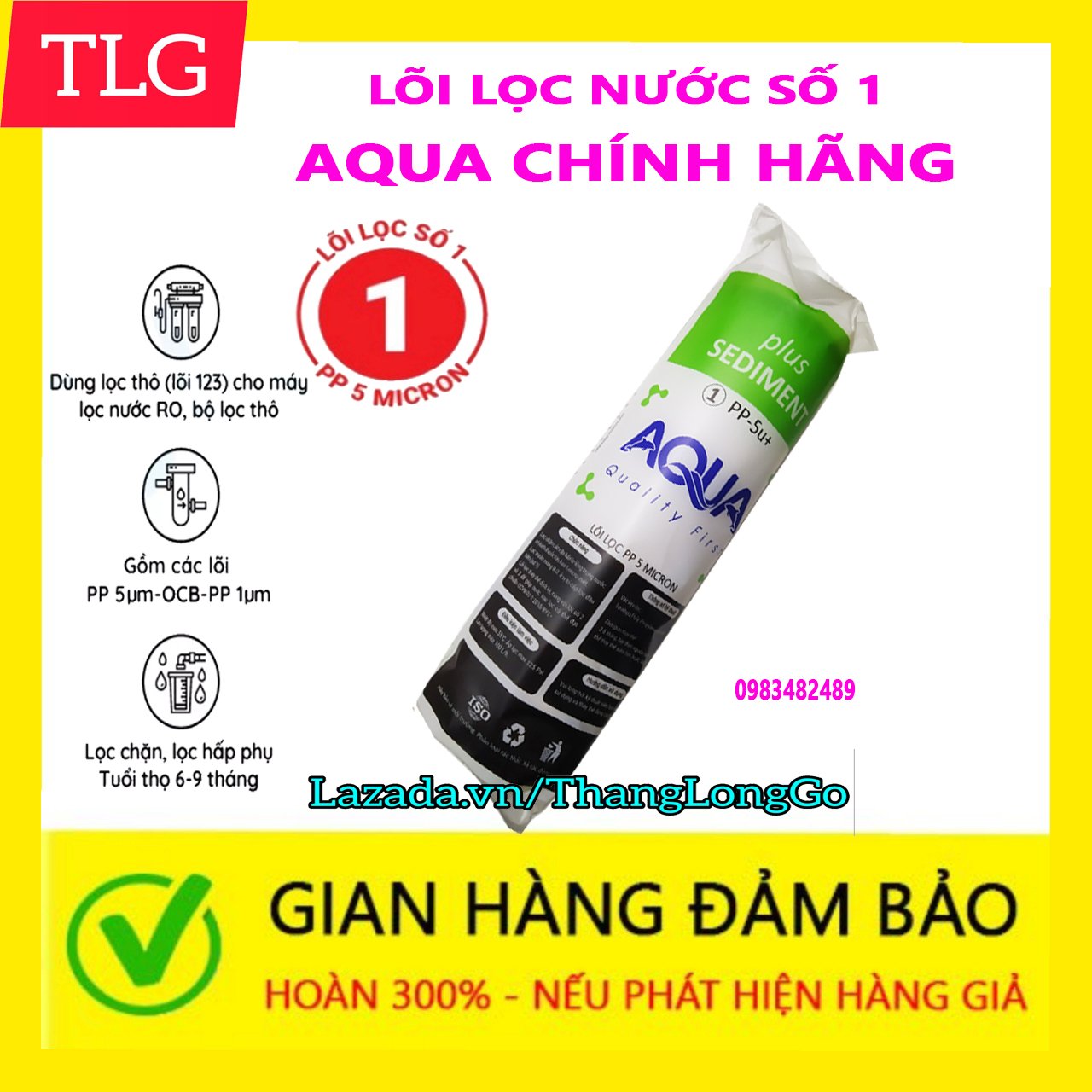 COMBO 5 LÕI LỌC NƯỚC AQUA | DÙNG CHO 9 THÁNG