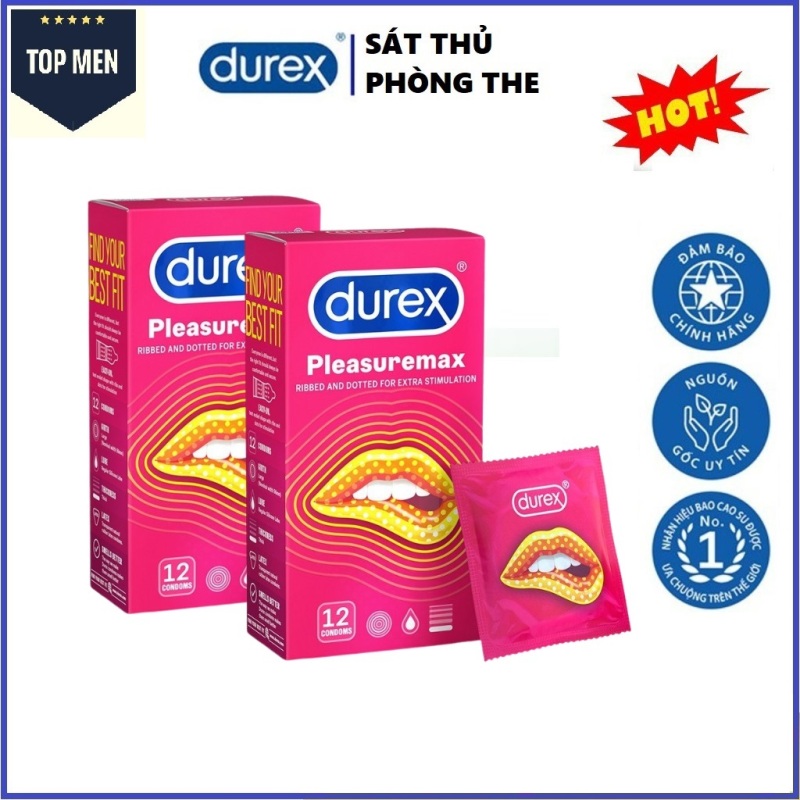 ( Combo 2 Hộp ) Bao cao su gai Durex Pleasuremax 12 bao. Mẫu mới