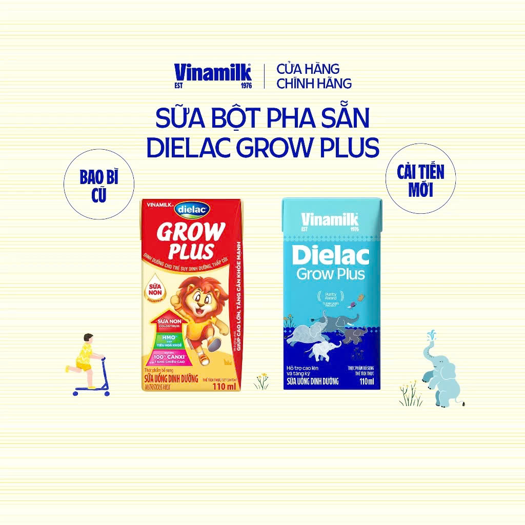 Thùng 48 Hộp Sữa Bột Pha Sẵn Vinamilk Dielac Grow Plus 110ml.