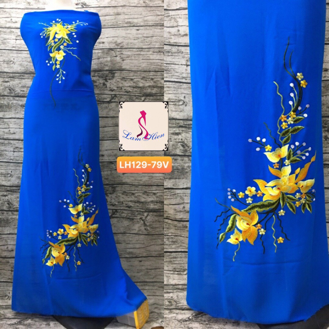Vải áo dài thêu mẫu LH129