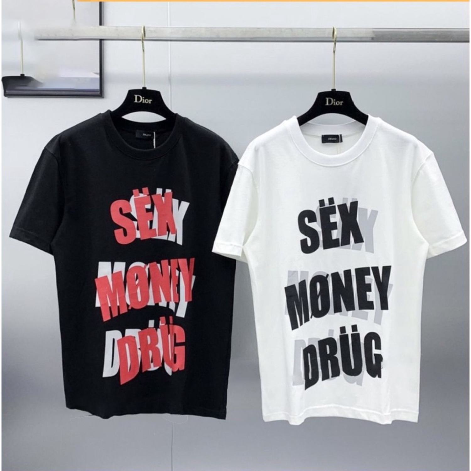 Áo thun tay lỡ nam nữ chữ Sex Money Drug siêu hot