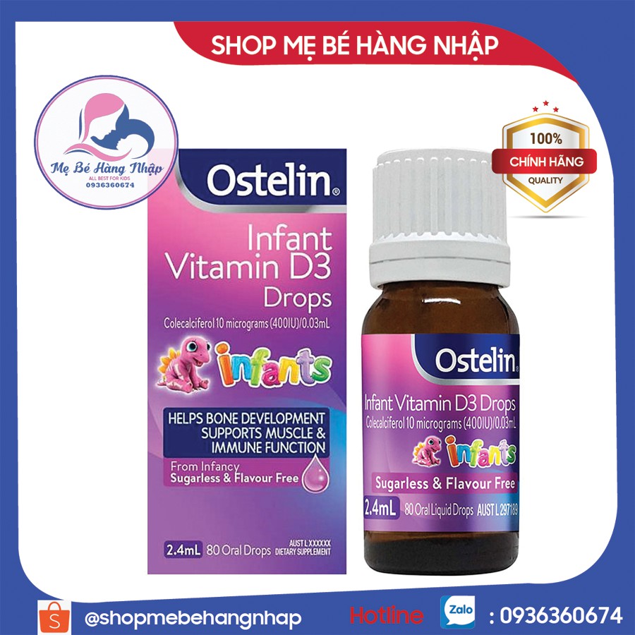 Vitamin D3 Ostelin Infant dạng giọt của Úc 2.4ml