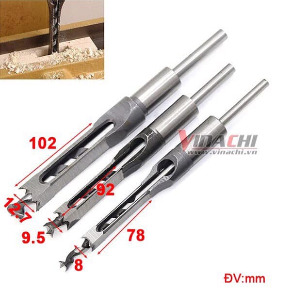 Mũi Đục Bái Long Dài - Mũi Đục Mộng Vuông, Đục Mộng Gỗ Cưc Nhanh
