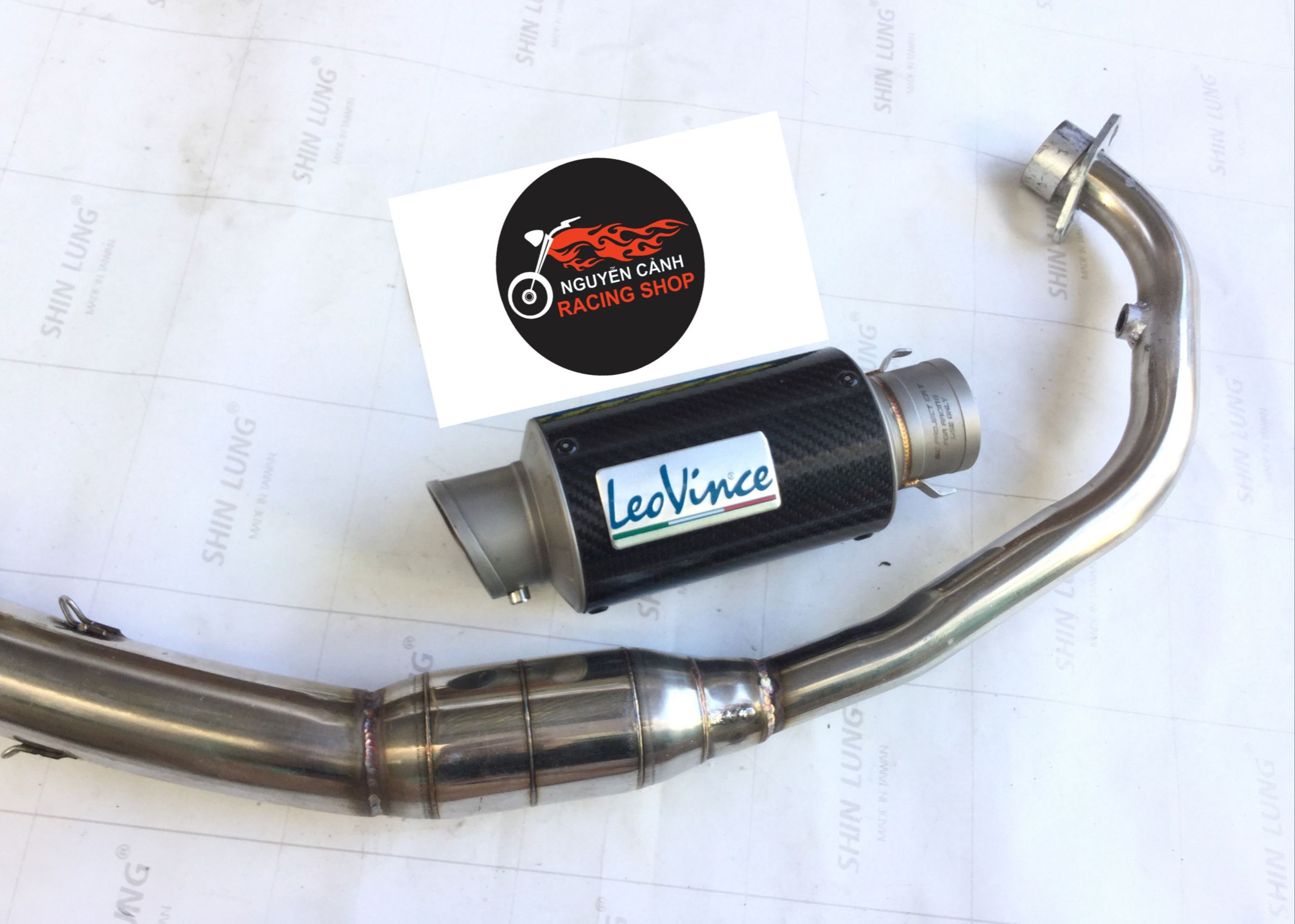 Pô leo carbon ngắn cổ bầu inox winer + sonic + radier + satria + exciter 150