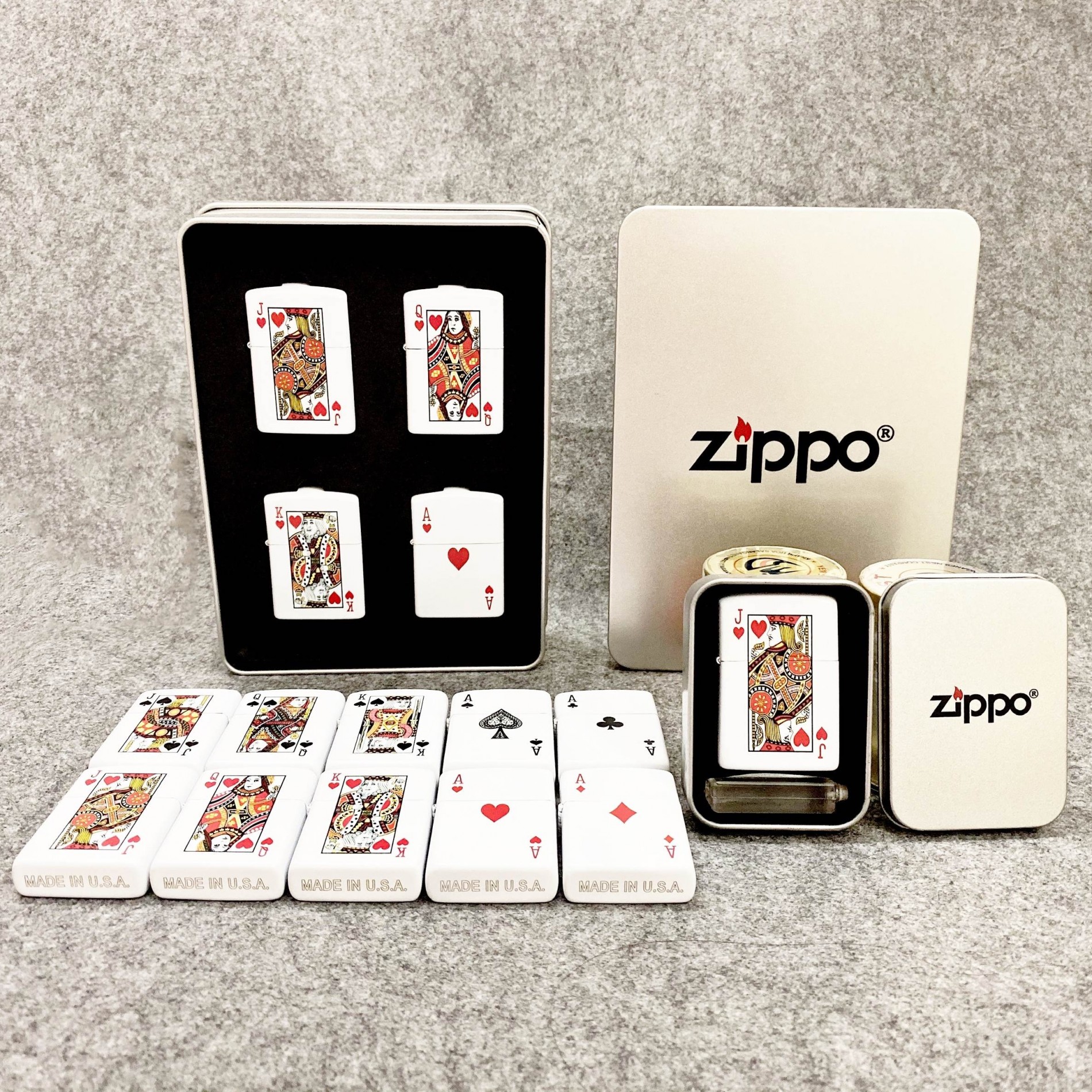 BẬT LỬA ZIPPO 2 MẶT HÌNH LÁ BÀI "ÁT BÍCH" - (XÀI XĂNG)