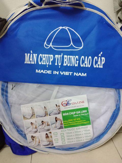 \" Màn Chụp Tự Bung Gia Linh Ko Đáy, hàng Việt Nam Cao Cấp, trắng 1m6 2 cửa (chất lượng)\"