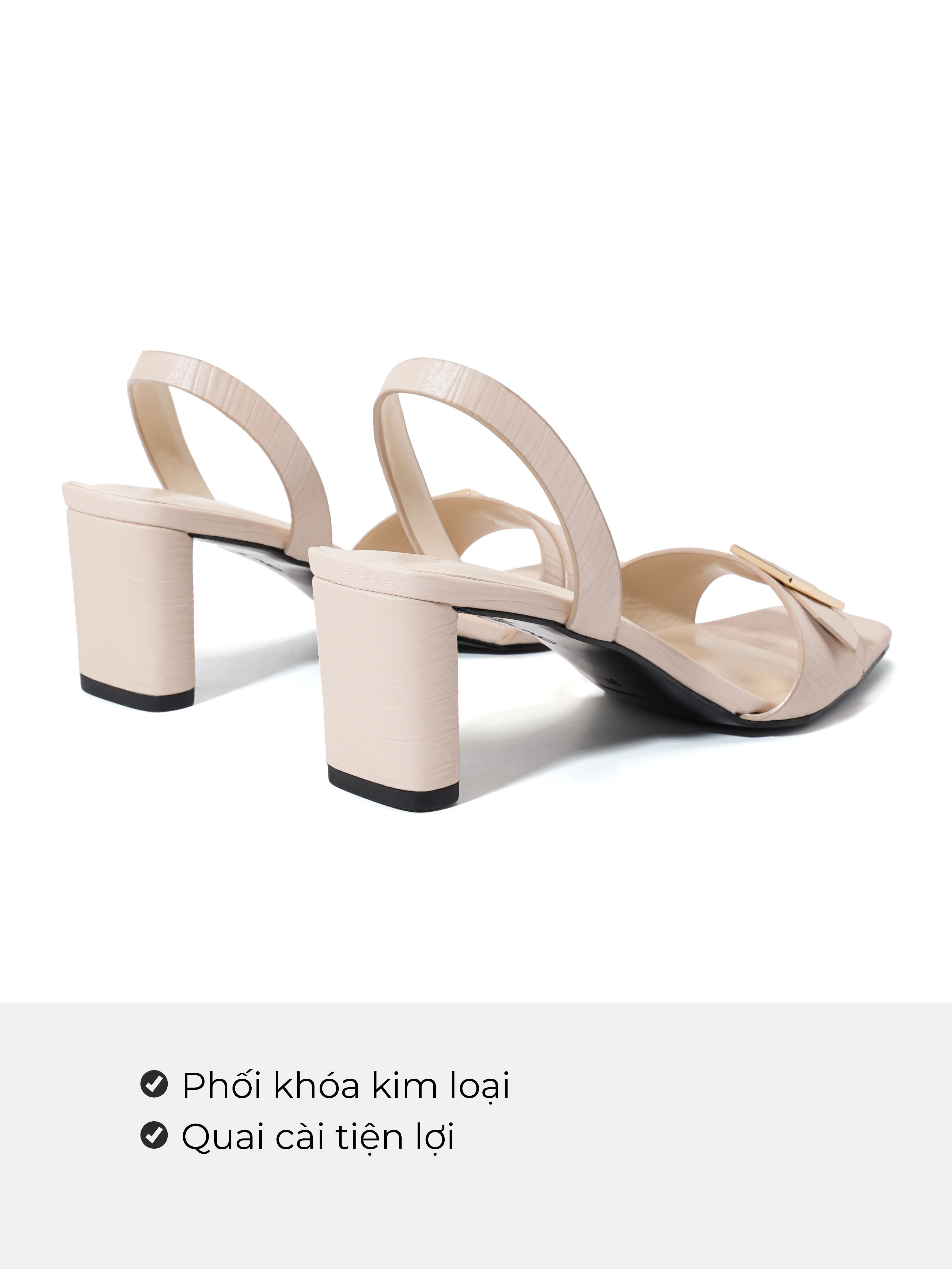 JUNO Giày sandal mũi vuông khóa trang trí SD07044